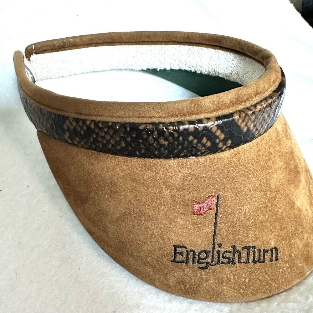 Vintage English Turn Golf Course Hat Visor Suede Town Talk Made in‎ USA